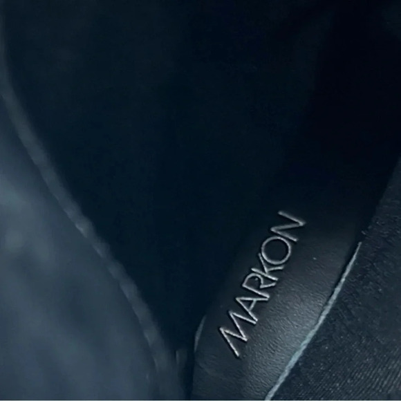 MARKON Shelly Black Leather Riding Boots sz 7.5M Fall Winter 1.5" Block Heel EUC - Picture 7 of 8